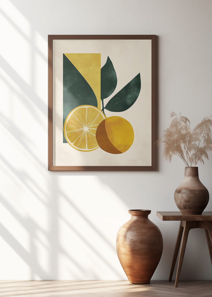 Yellow Lemon with Green Leaves Serenity