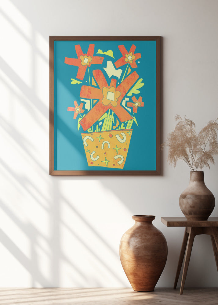 Abstract Flowers In A Decorative Pot