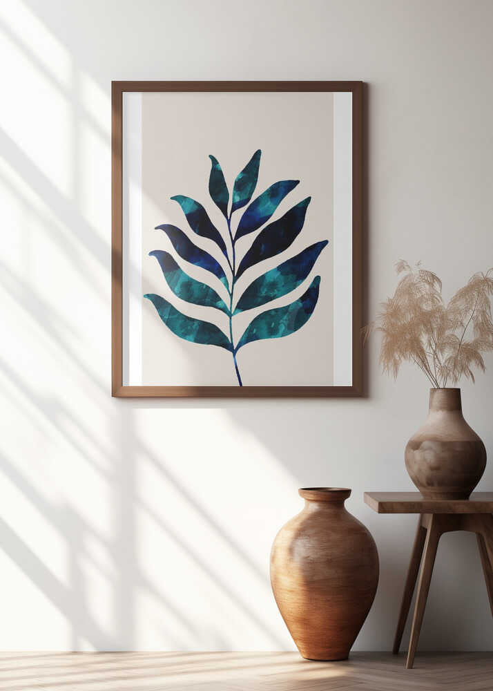 Botanical Design With Dark Blue Watercolor