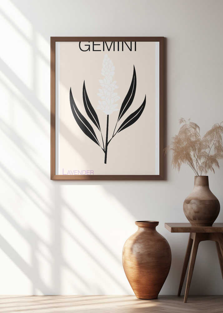 Gemini Black And White Lavender Illustration