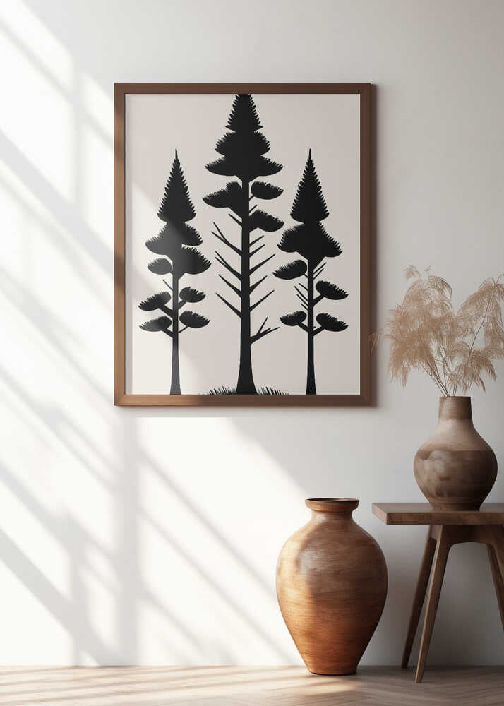 Three Stylized Pine Trees