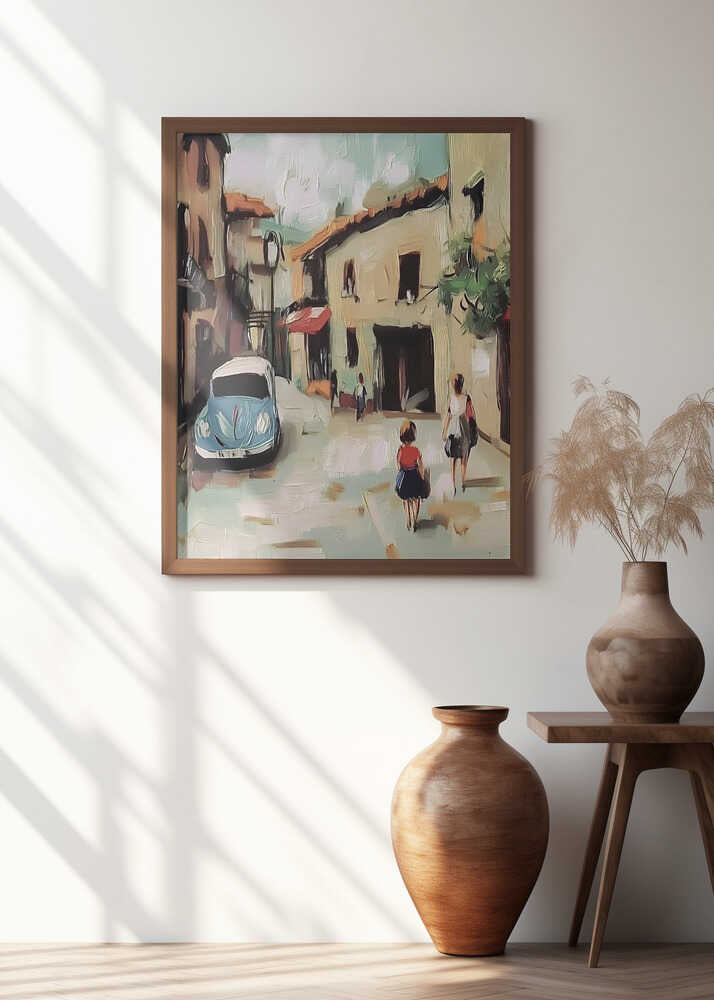 Street Scene With Vintage Car