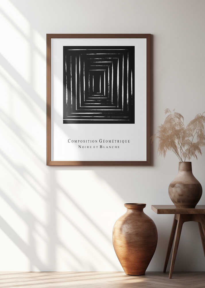 Composition Géométrique Noire et Blanche
