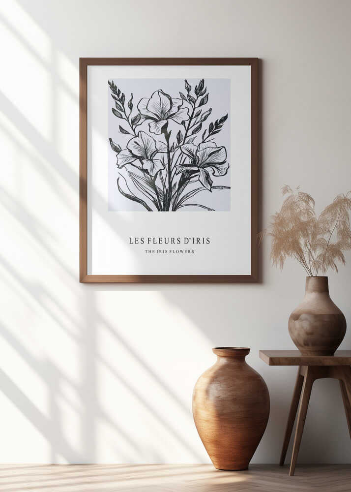 Iris Flowers In A Monochrome Illustration