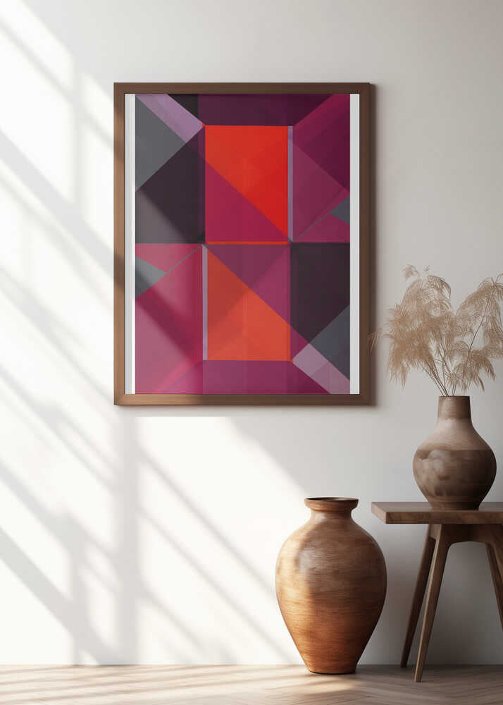 Geometric Composition With Bold Red And Purple Hues