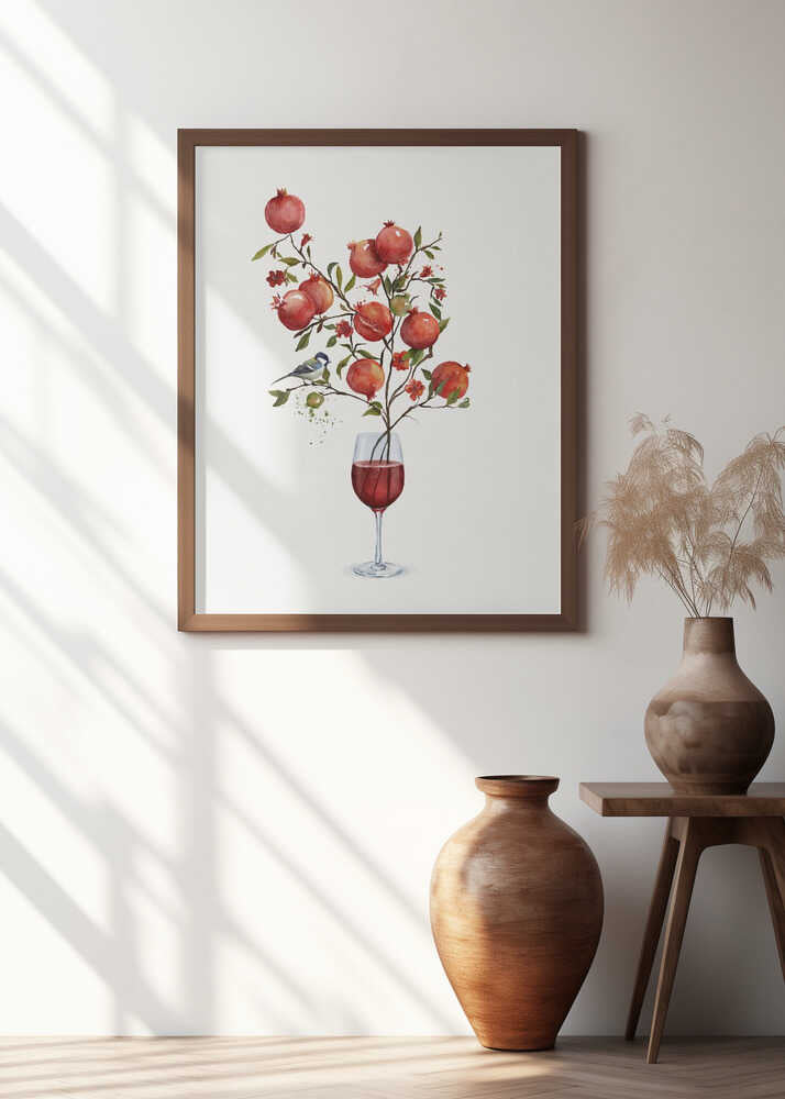 Pomegranate In a Glass of Wine