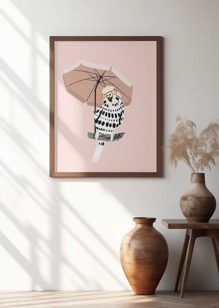 budgie on vacation soft pink