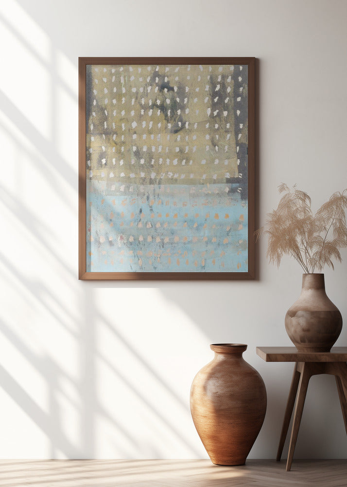 Contemporary Abstract In Yellow, Taupe, Light Blue