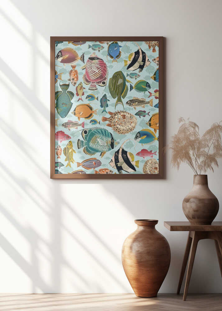 Fishes everywhere mint pattern