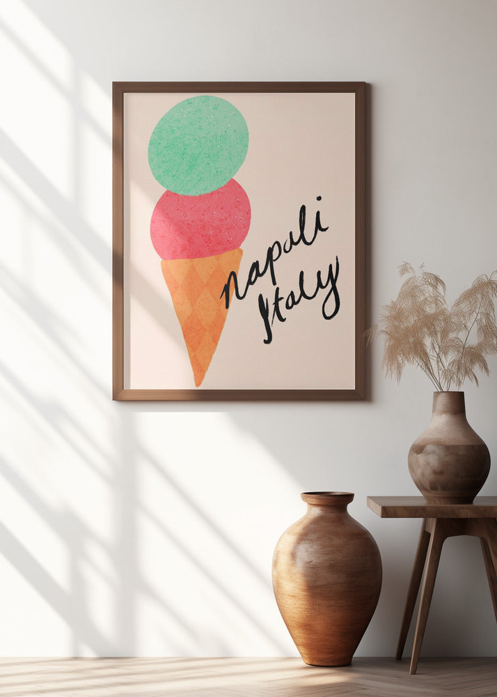 Napoli Italy Gelato Ice Cream Typography Poster