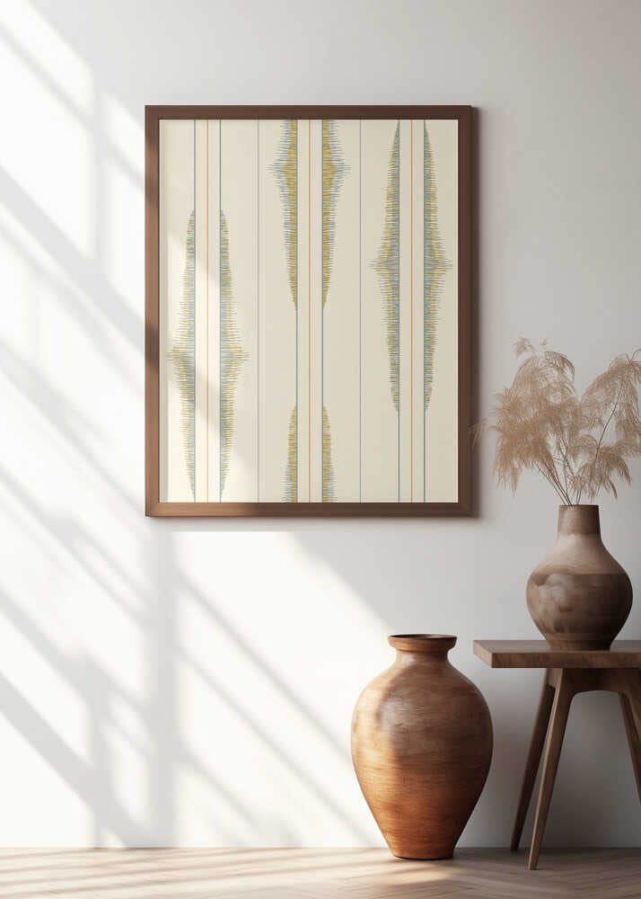 Boho ikat stripes cream and dusty blue pattern