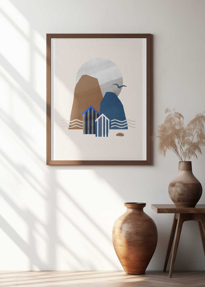 Abstract Beach Huts and Sea Stacks