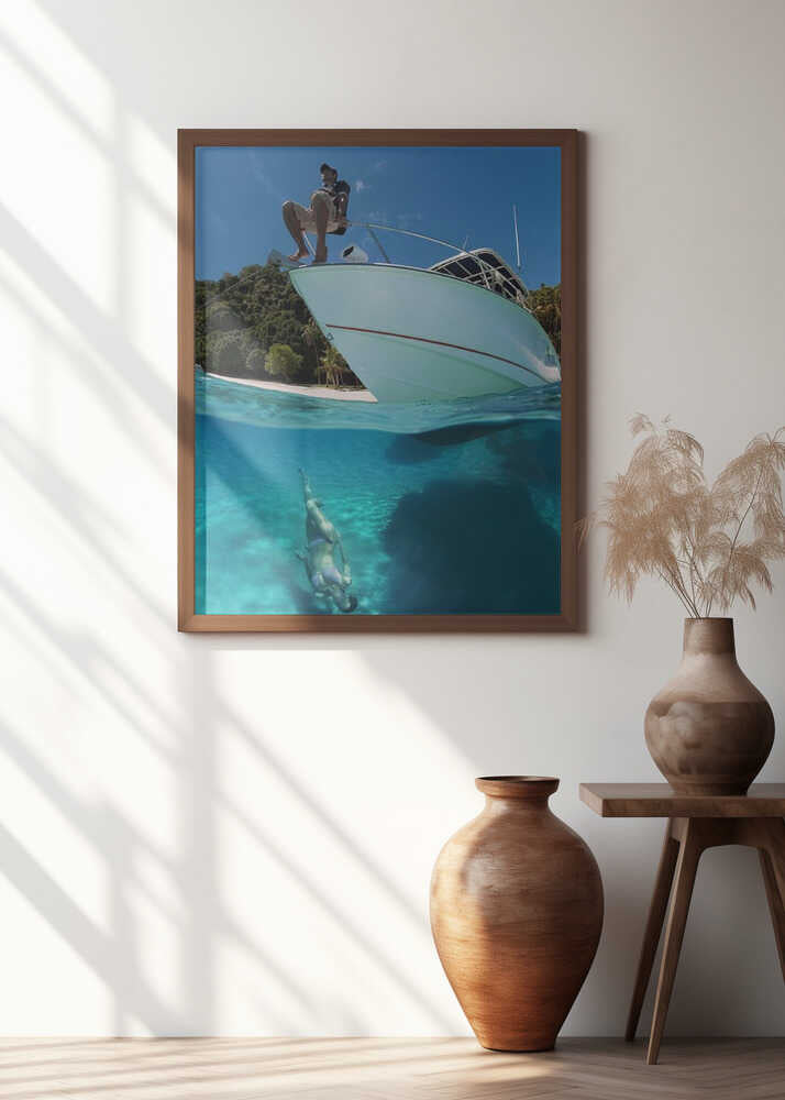 On the boat and under