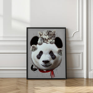 Canvas Art Print cat on panda bear