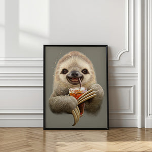 Canvas Art Print sloth and soft drink