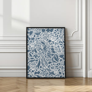 Art Prints of Scandi blue white pattern 2