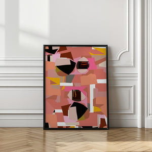Art Prints of Deep Pink Geometric Shapes 1