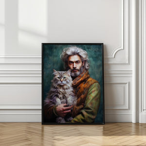 Art Prints of Man With A Cat