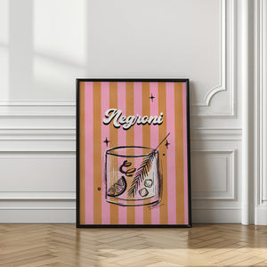 Art Prints of Negroni Drink on Stripes