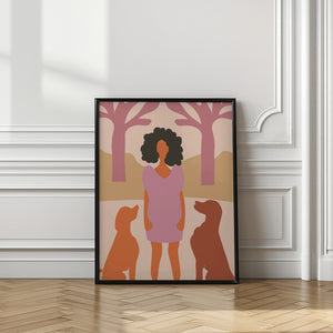 Art Prints of Lady in dog park