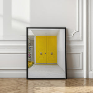 Art Prints of Canary Yellow Doors on a Mid-Century Modern