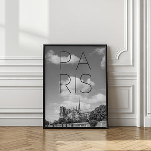 Art Prints of PARIS Cathedral Notre-Dame | Text & Skyline