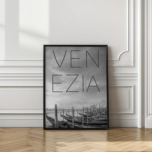 Art Prints of VENICE Gondolas & Santa Maria della Salute | Text & Skyline