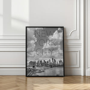 Art Prints of NYC Lower Manhattan & Brooklyn Bridge | Text & Skyline