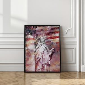 Art Prints of Modern Art STATUE OF LIBERTY - red