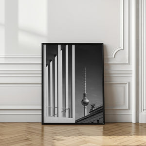 Art Prints of BERLIN MONOCHROME Television Tower & Museum Island