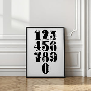 Art Prints of Numbers White