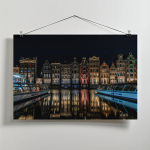 Art Prints of "Dancing Houses" on the Damrak Canal in Amsterdam