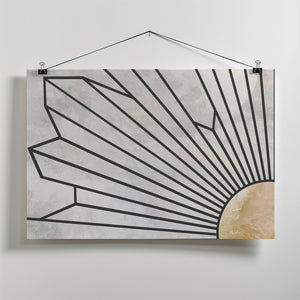 Art Prints of Geometric Gold Marble Sun Mural