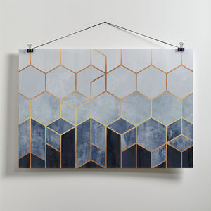Art Prints of Soft Blue Hexagons