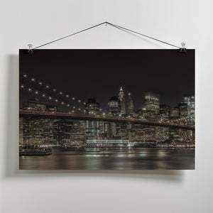 Art Prints of MANHATTAN SKYLINE & BROOKLYN BRIDGE Idyllic Nightscape