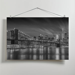 Art Prints of BROOKLYN BRIDGE Nightly Impressions - Monochrome