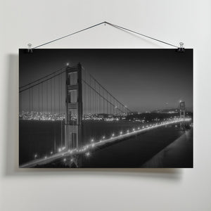 Art Prints of Monochrome Cityscape of Golden Gate Bridge