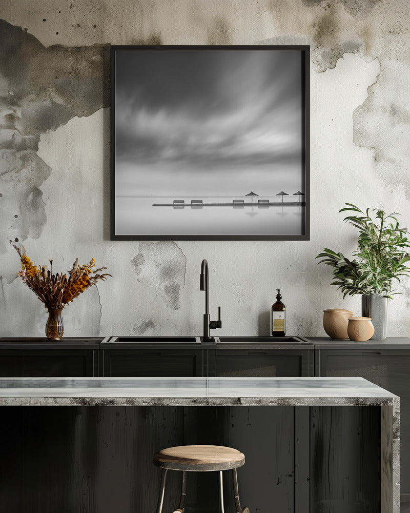 Four Benches and three umbrellas