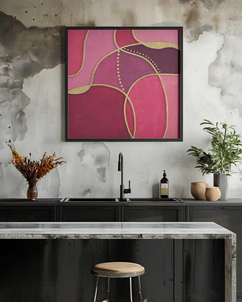 Calm Shapes Magenta Red Gold