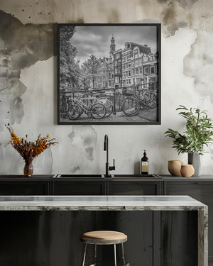 Art Prints of AMSTERDAM Flower Canal black & white