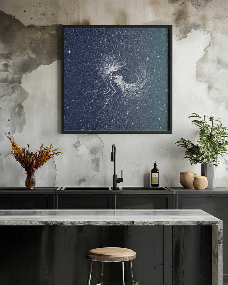 Diver & Jellyfish Solo (Color Grad Turquoise)