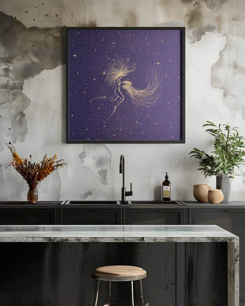 Diver & Jellyfish Solo (Color Grad Turquoise)