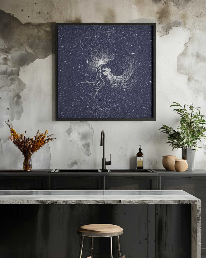 Diver & Jellyfish Solo (Color Grad Turquoise)