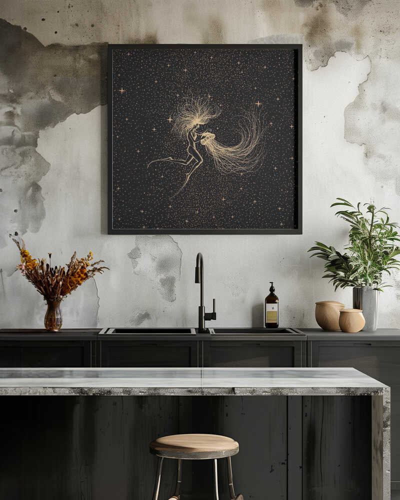 Diver & Jellyfish Solo (Color Grad Turquoise)