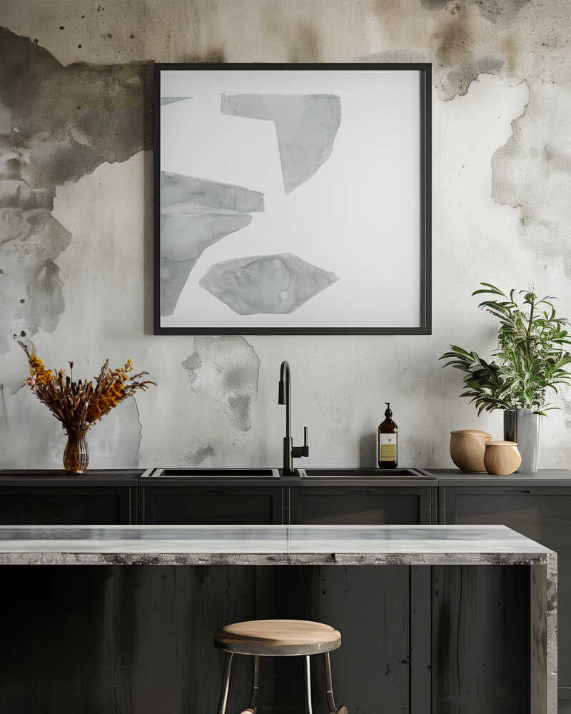 Abstract Delicate Grey Shapes On White Background 1