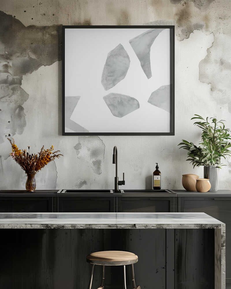 Abstract Delicate Grey Shapes On White Background 3