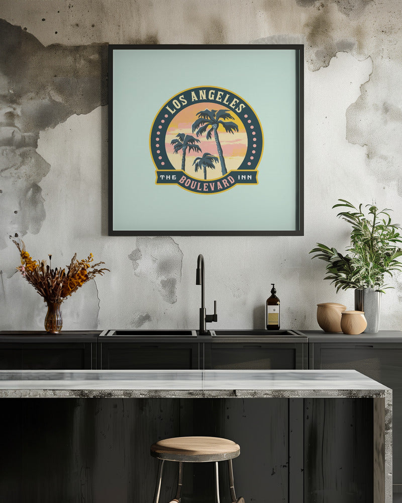 Los Angeles California Boulevard Inn Travel Art