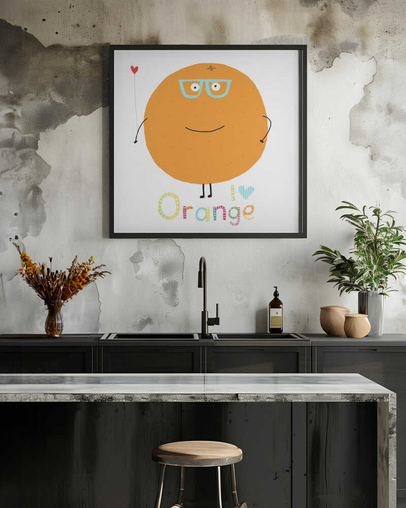 I Love Orange! Cute Orange Holding a Love Heart.