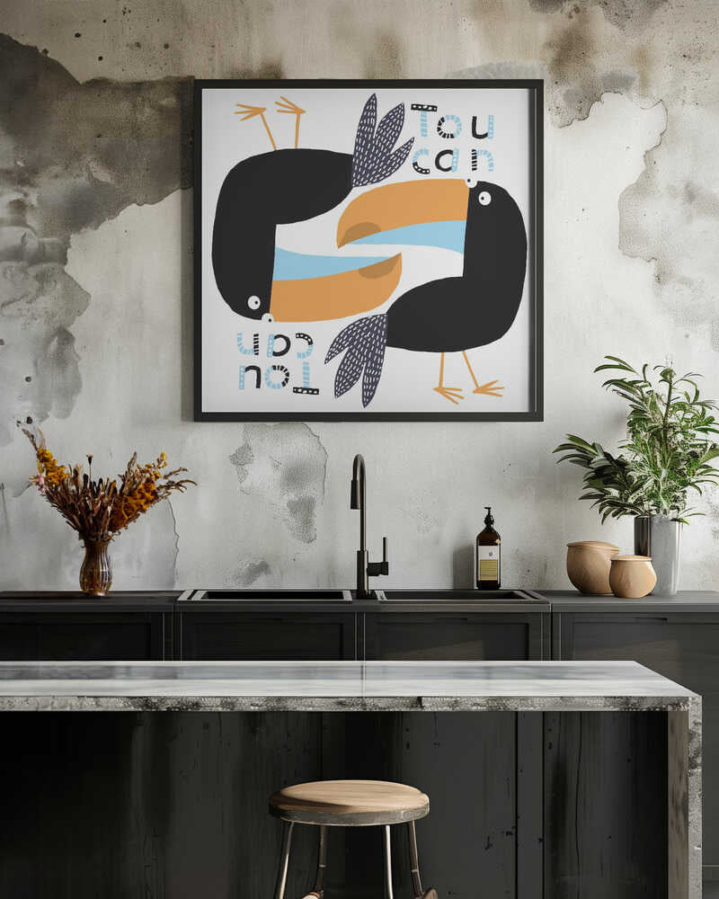 Two Toucans Graphic Design with Text by Carla Daly