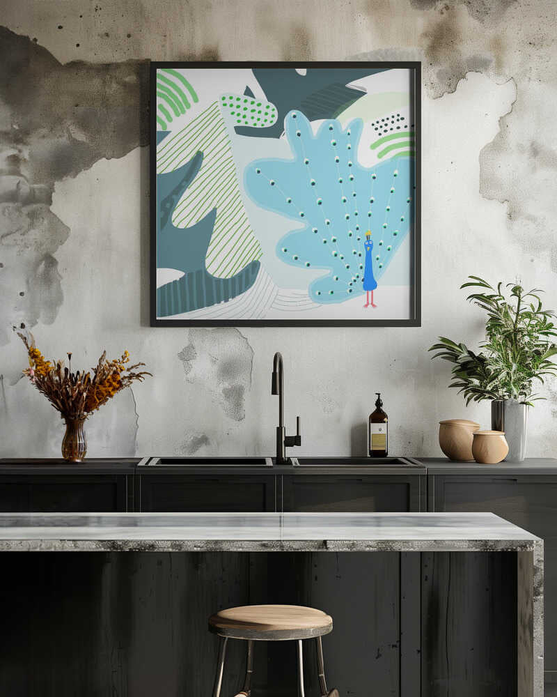 Funny Peacock in Jungle Setting by Artist Carla Daly